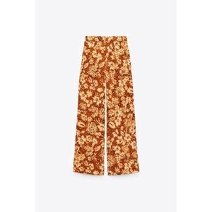 ZARA Printed Linen Geometric Floral Tie Dye Floral Pants